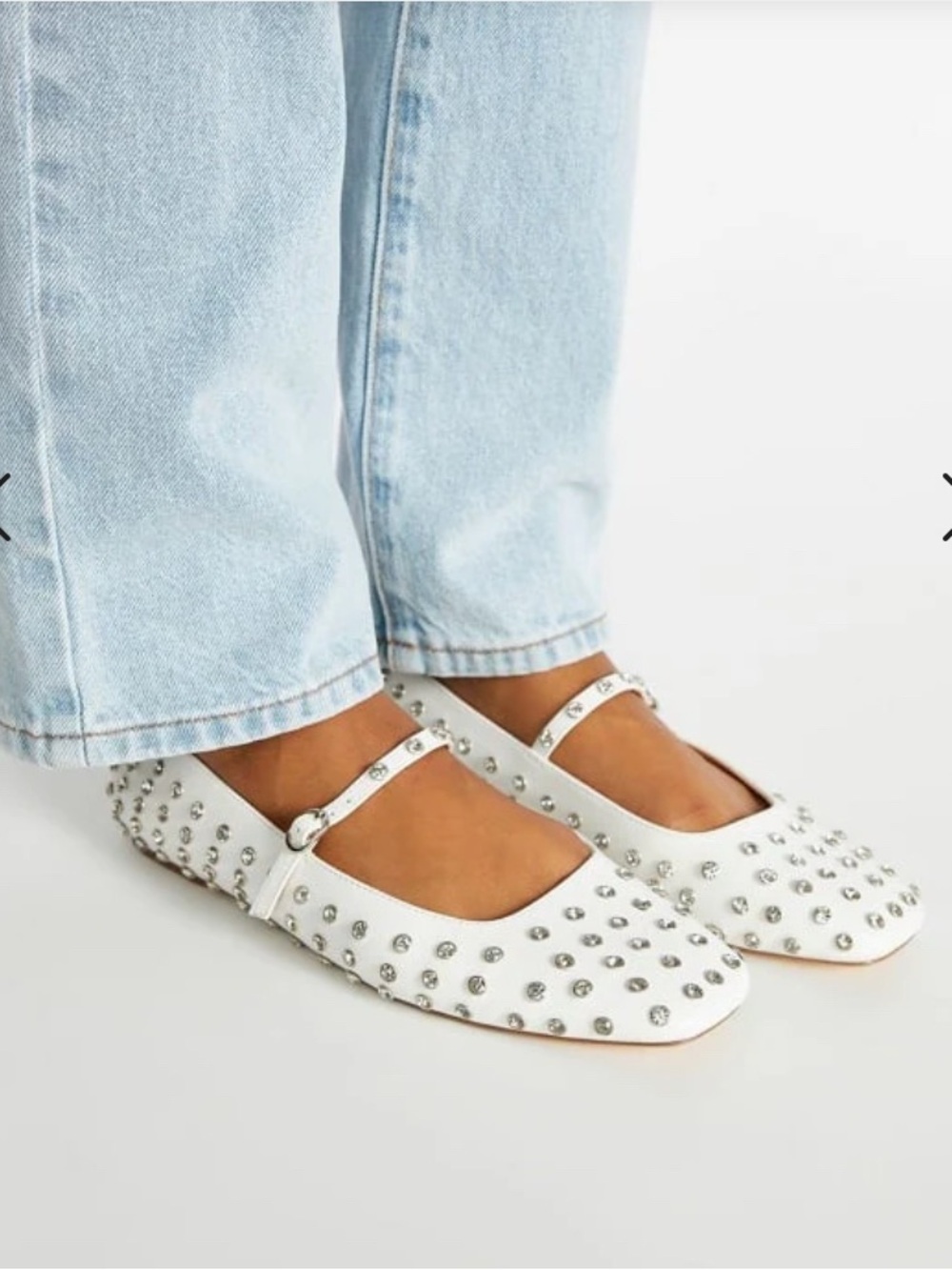 Ellidy Ballet Flat Studded Mary Jane embellished white leather Lolita glam